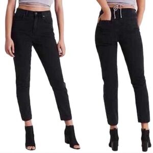 AMERICAN EAGLE AE Hi-Rise Girlfriend Black Denim Jeans Size 6L 6 Long